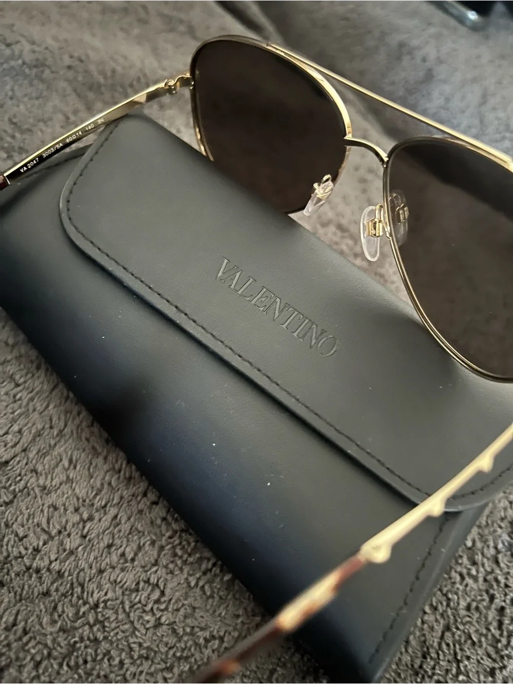 Valentino Garavani Aviator Sunglasses in Gold Frame with Brown Lenses
